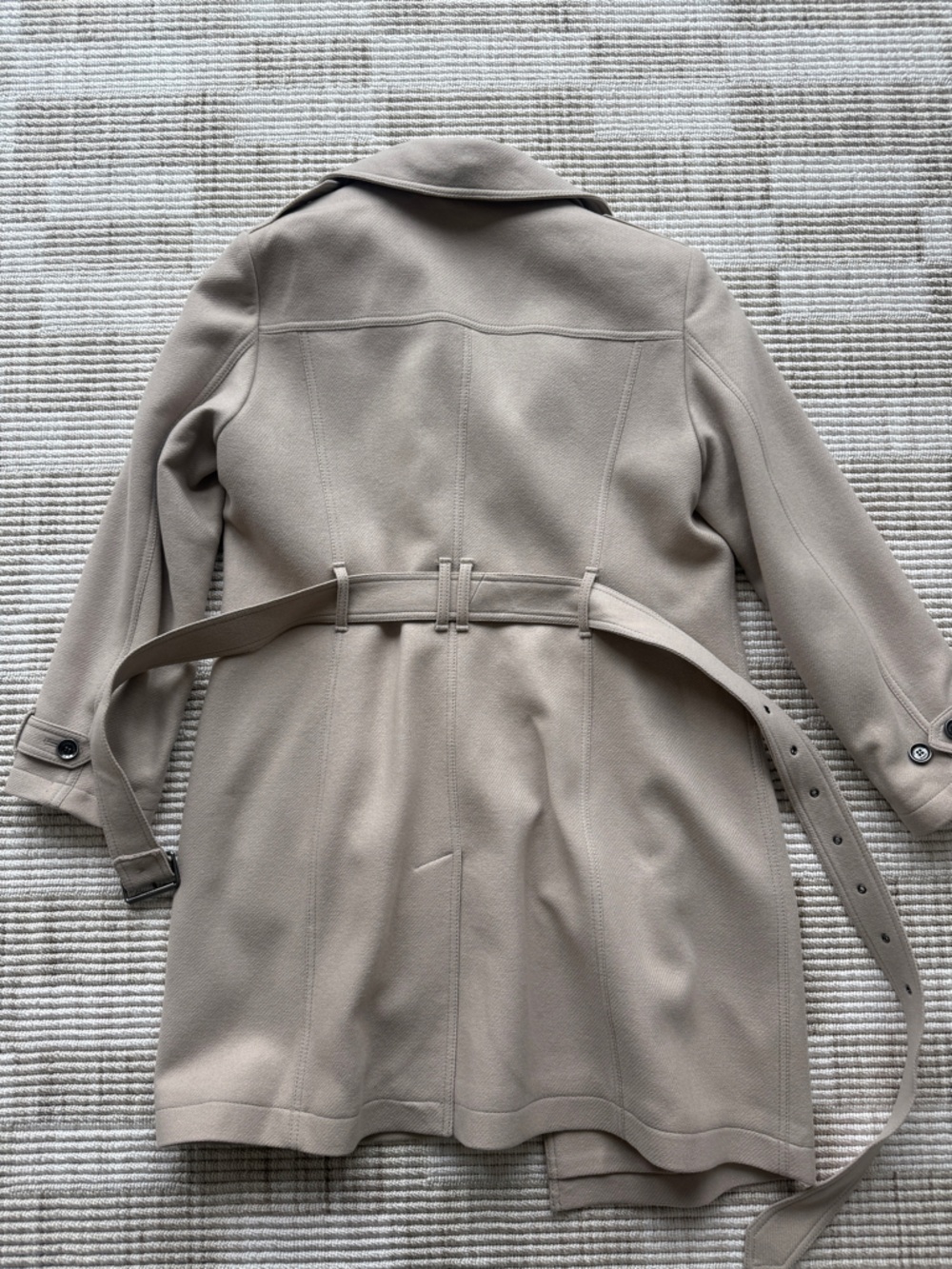Burberry Brit Belted Wool-Cashmere Blend Trench Coat in Light Beige - Picture 11 of 16